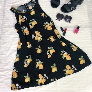 Forever 21 Black Lemon Print Dress